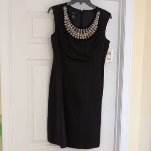 Alfani Black Midi Dress with Jeweled Collar